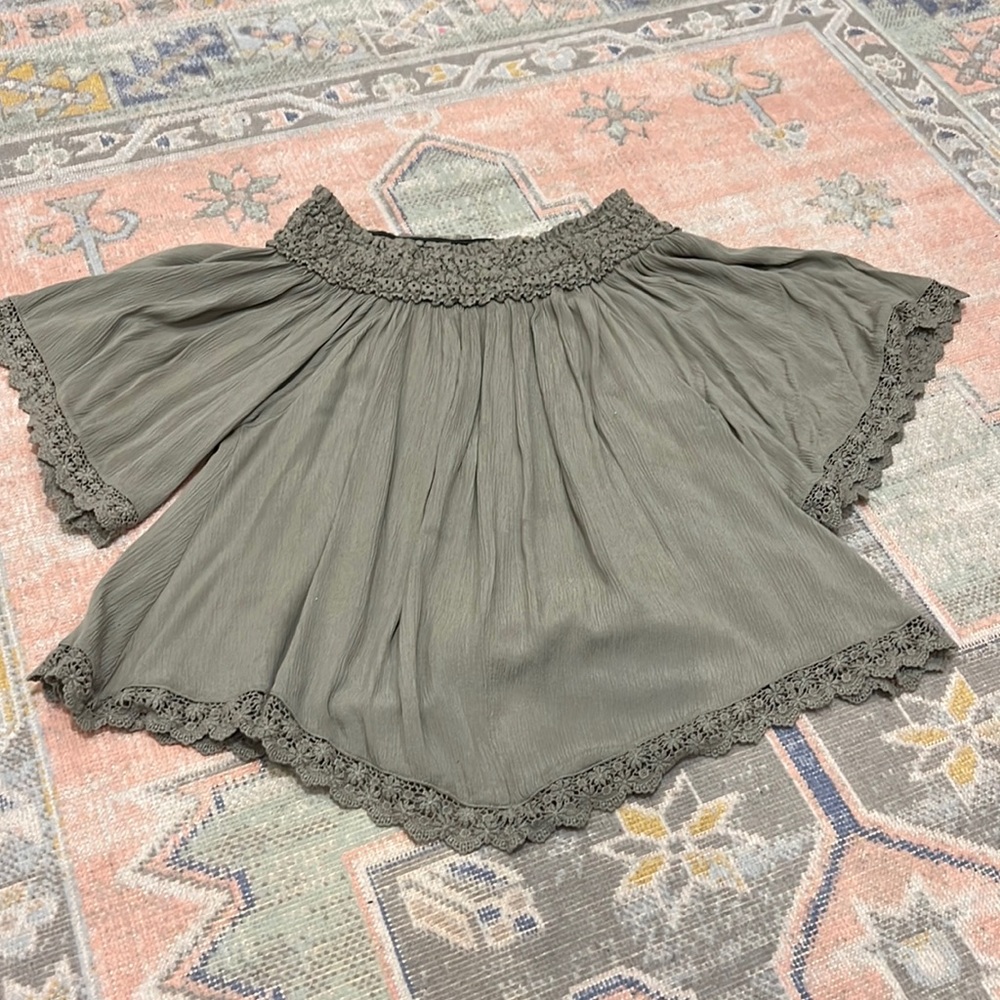 Olive Green Off The Shoulder Top